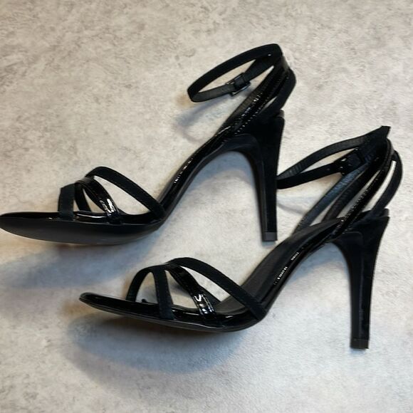 Joie woman, black patent/micro suede strappy dress sandals heels EUR 37 US 6.5-7 - Picture 4 of 10